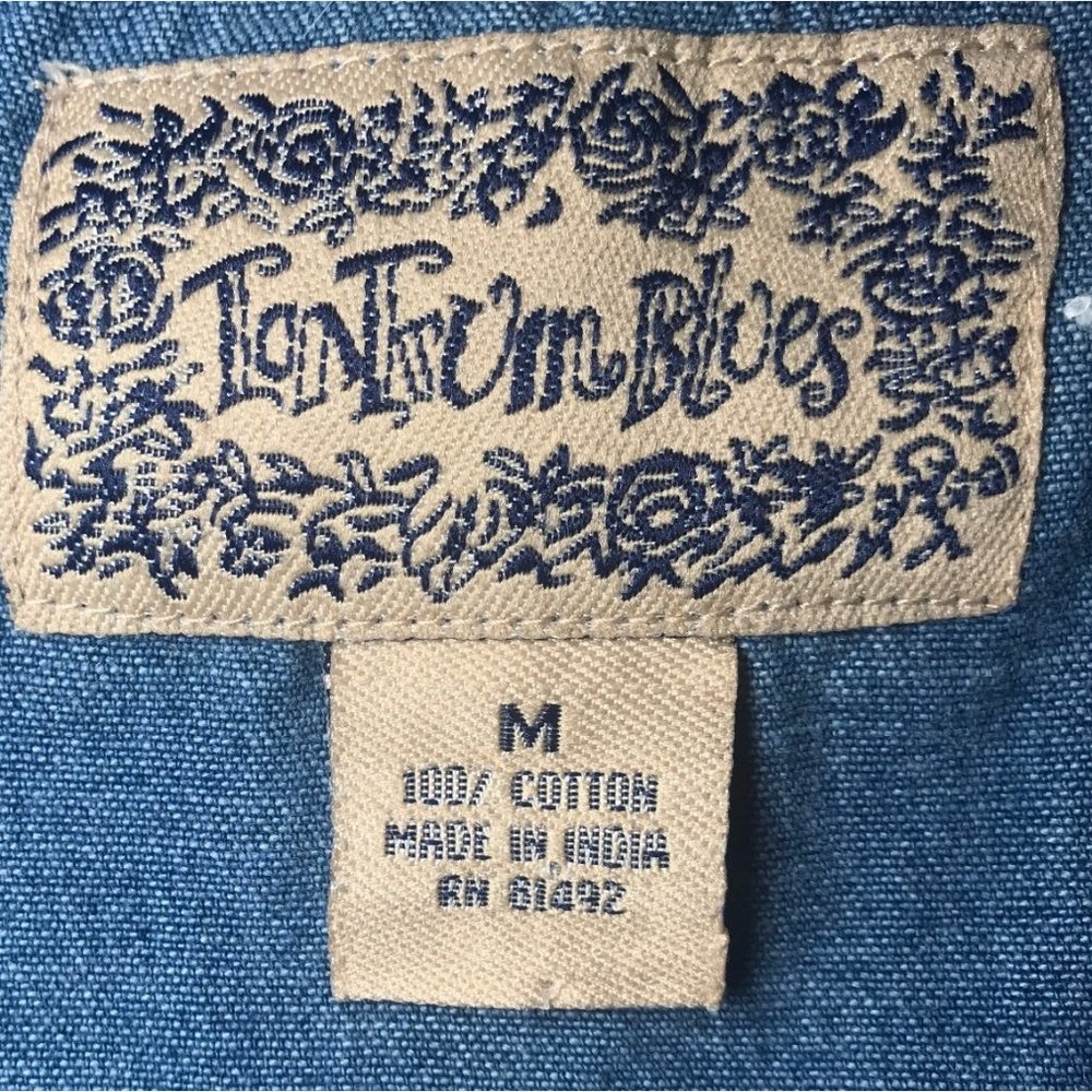 Vintage 90s Embroidered Autumn Cottagecore Artsy Grandma Denim Vest / Size: M - Picture 5 of 5